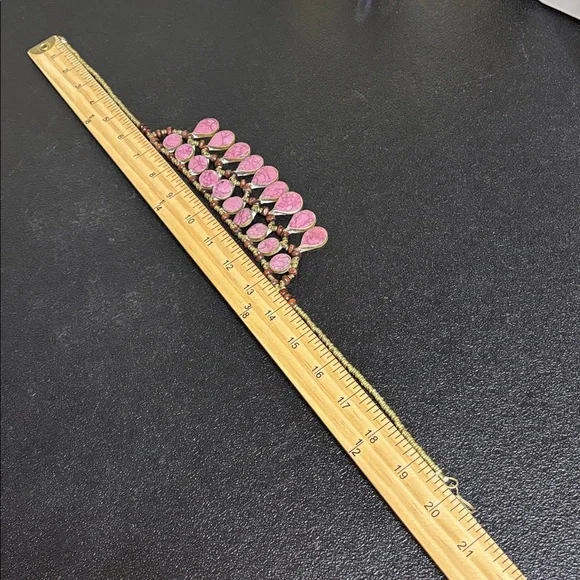 Vintage Stone Bib Brass Handcrafted Necklace Egyptian - Picture 8 of 9